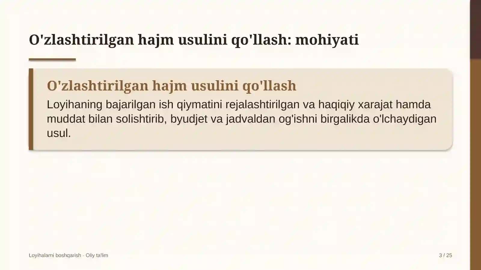 O'zlashtirilgan hajm usulini qo'llash: mohiyati 3