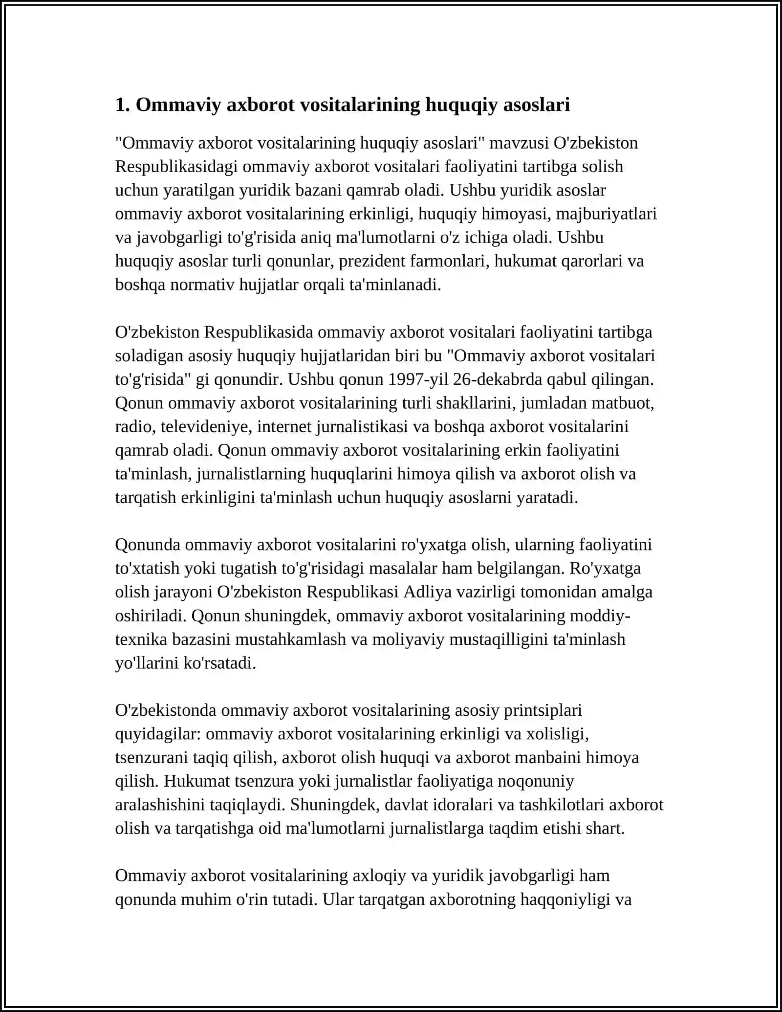 Ommaviy axborot vositalarining huquqiy asoslari 3
