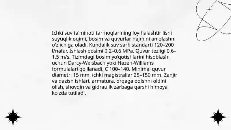 Ichki suv ta'minoti tarmoqlarining loyihalashtirilishi 3