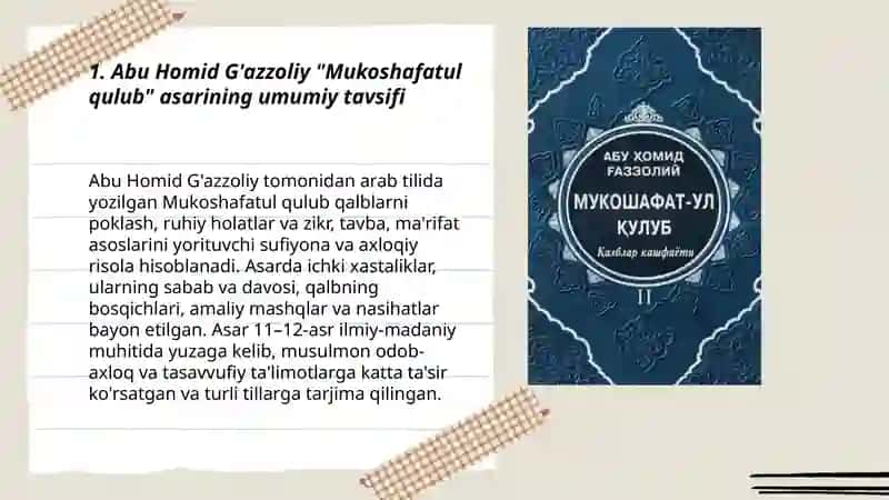 Abu Homid G'azzoliyning Mukoshafatul qulub asari 3
