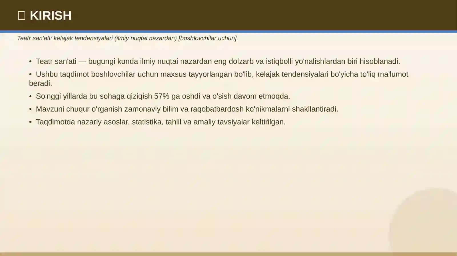 TEATR SAN'ATI: Kelajak tendensiyalari (ilmiy nuqtai nazardan) [BOSHLOVCHILAR UCHUN] 3