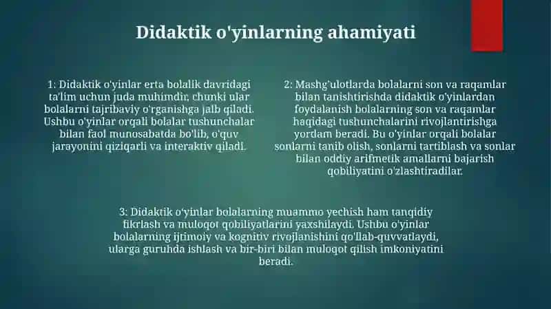 Mashģulotlarda Bolalarni Son Va Raqamlar Bilan Tanishtirishda Didaktik Óyinlardan Foydalanish 3
