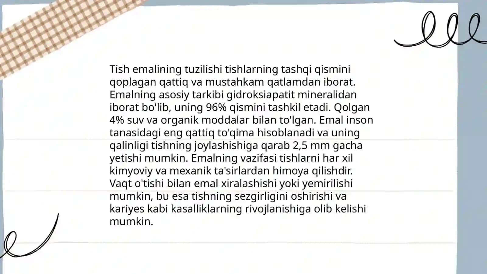 Tish emalining tuzilishi 3