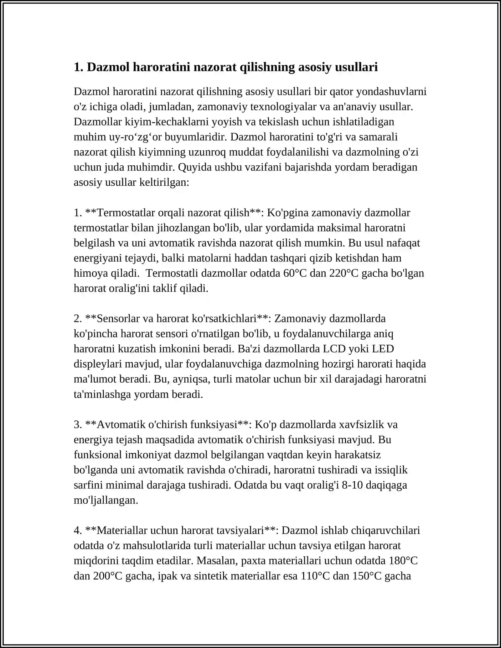 DAZMOL HARORATINI NAZORAT QILISH 3