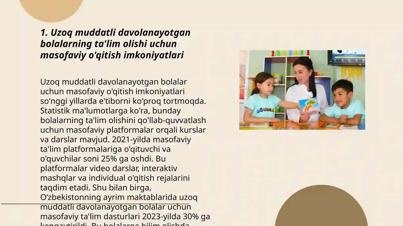 Uzoq muddatli davolanayotgan bolalarning ta'lim olish imkoniyatlari 3