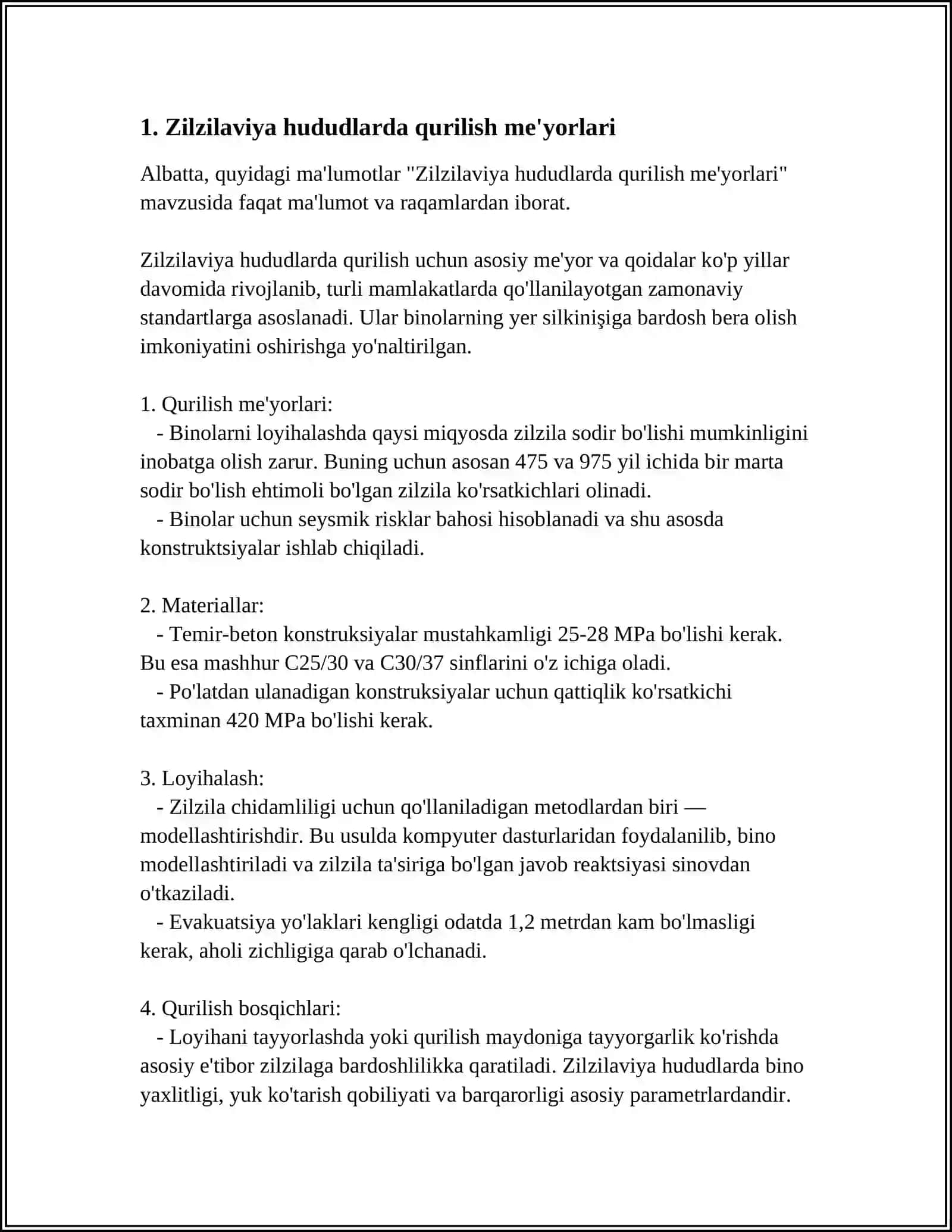 Zilzilaviya hududlarda qurilish me'yorlari 3