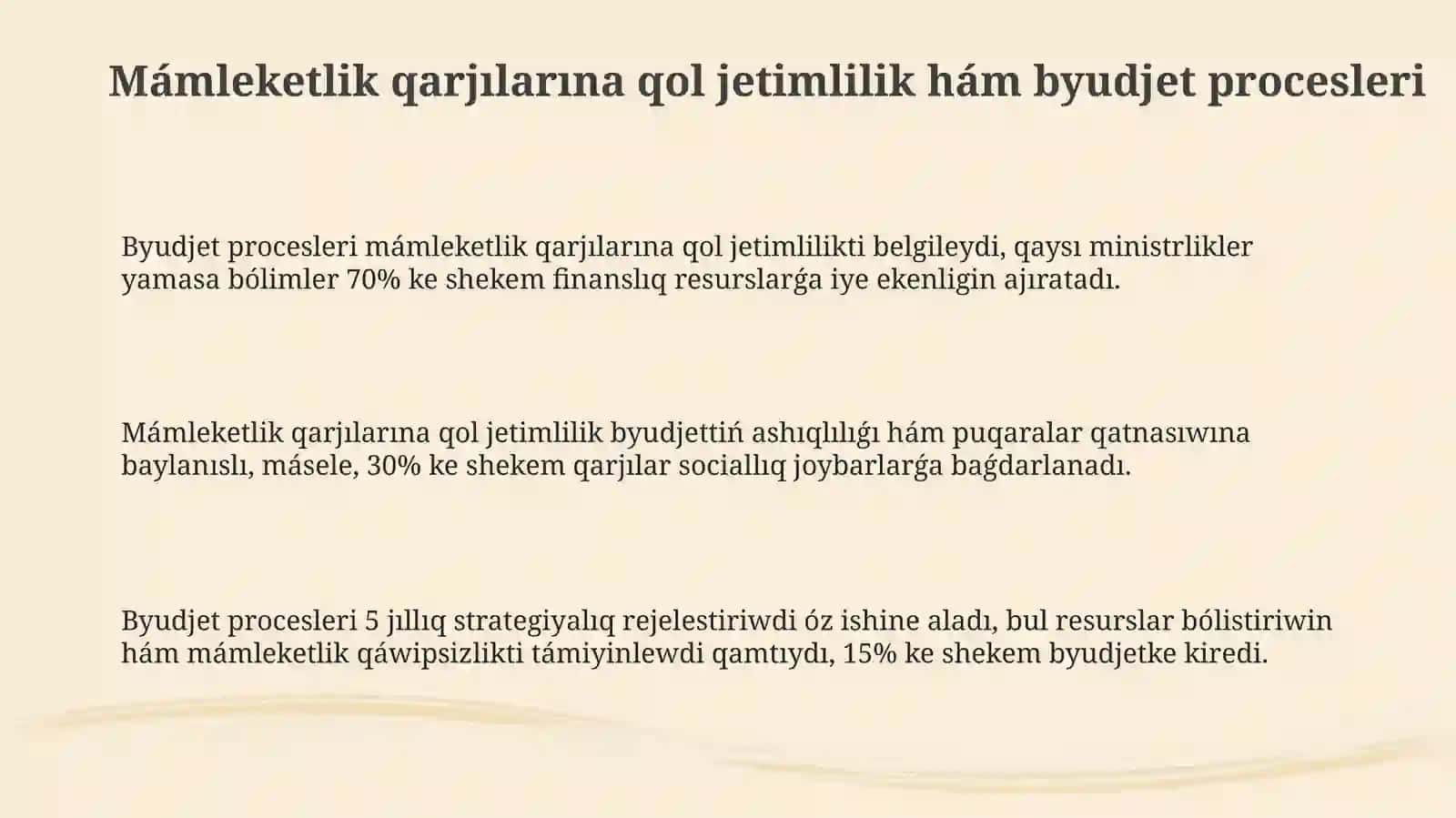 Mamleket finansina kirisiw 3