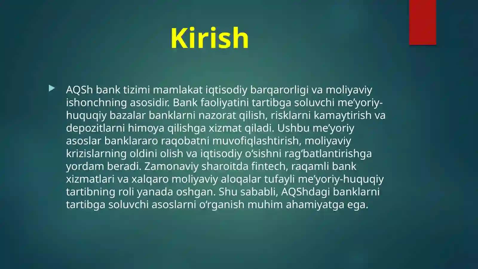 AQShda bank faoliyatini tartibga solish me'yoriy huquqiy asoslari va ularning zamonaviy shariotdagi ahamiyati 3