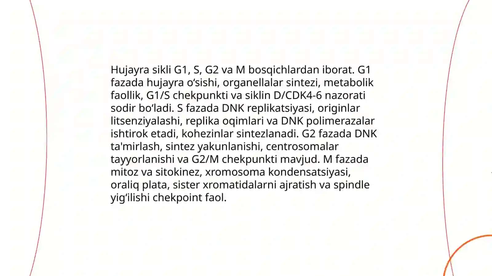 Hujayra sikli va hujayra replikatsiyasi boshqaruvi mexanizmlari 3