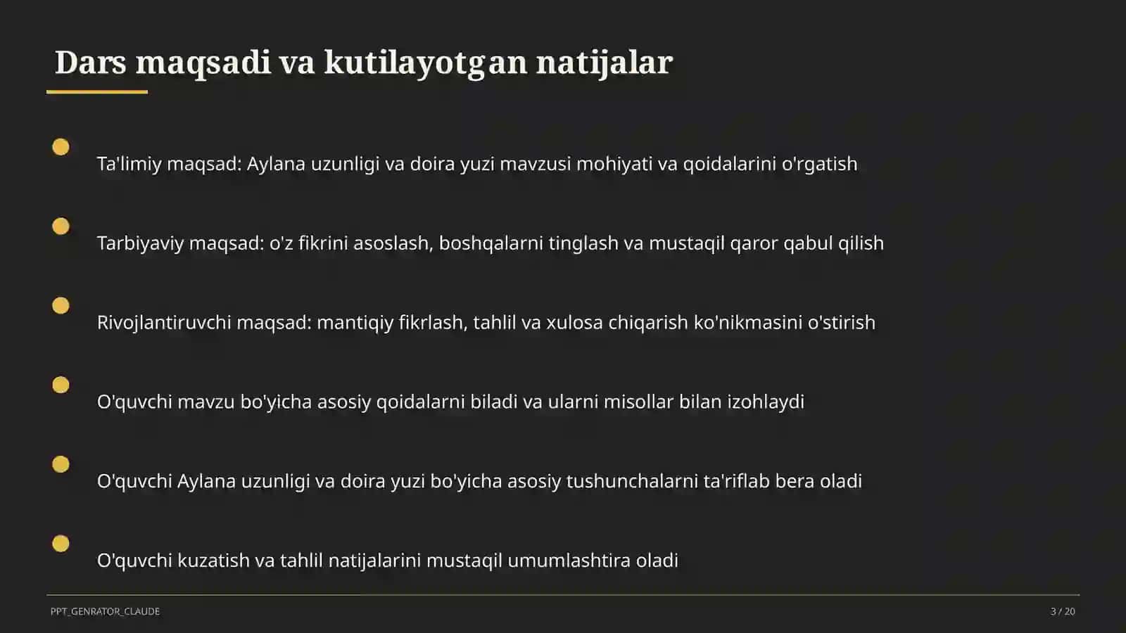 Aylana uzunligi va doira yuzi (9-sinf) 3