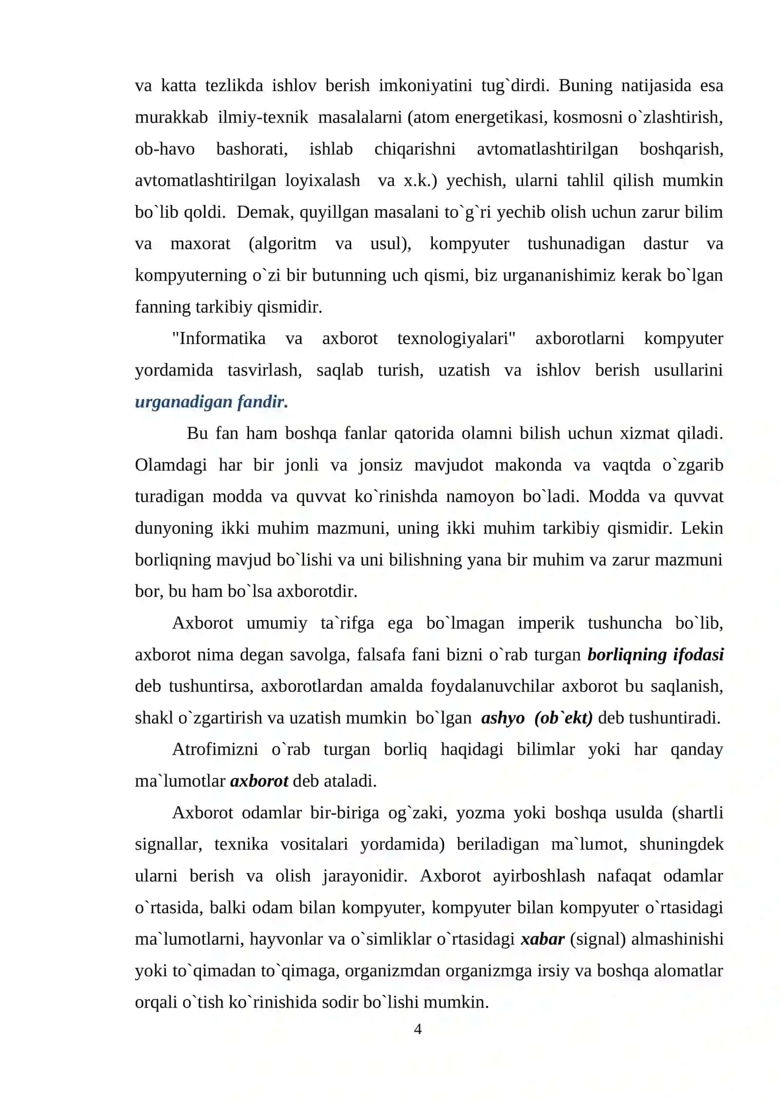 AXBOROT TEXNOLOGIYALARI FANINING PREDMETI 3