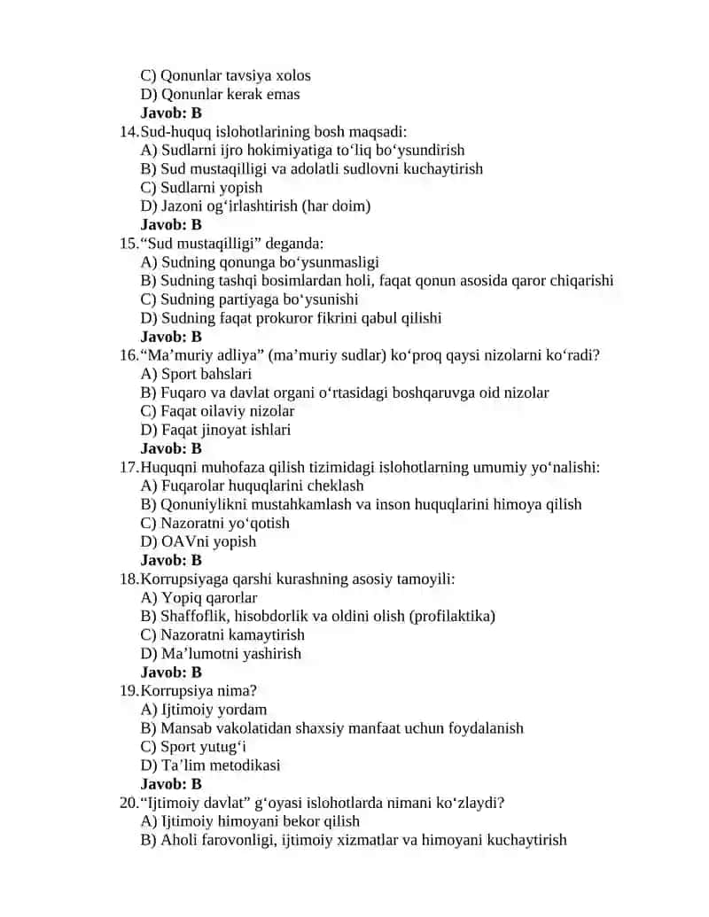 Oʻzbekistonning eng yangi tarixi fanidan 10-test 3