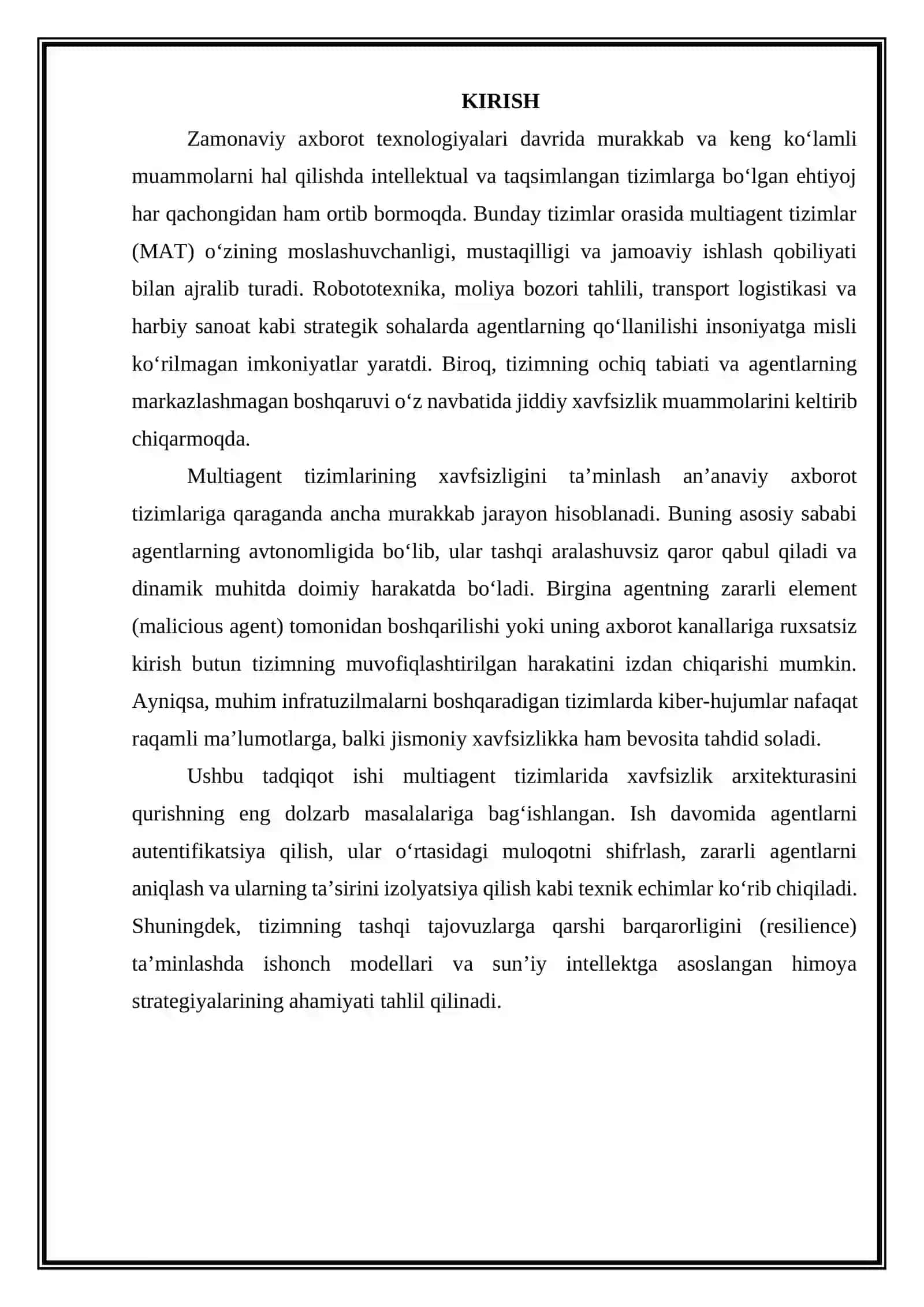 Multiagent tizimlarni xavfsizligini ta’minlash bo‘yicha choralar 3