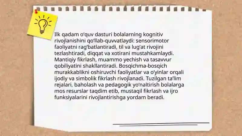 Ilk qadam oʻquv dasturi 3