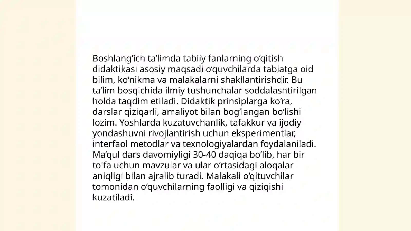 Boshlangʻich taʼlim tabiiy fanlar fanidan oʻqitishning didaktik tamoyillarini oʻrganish va tahlil qilish 3