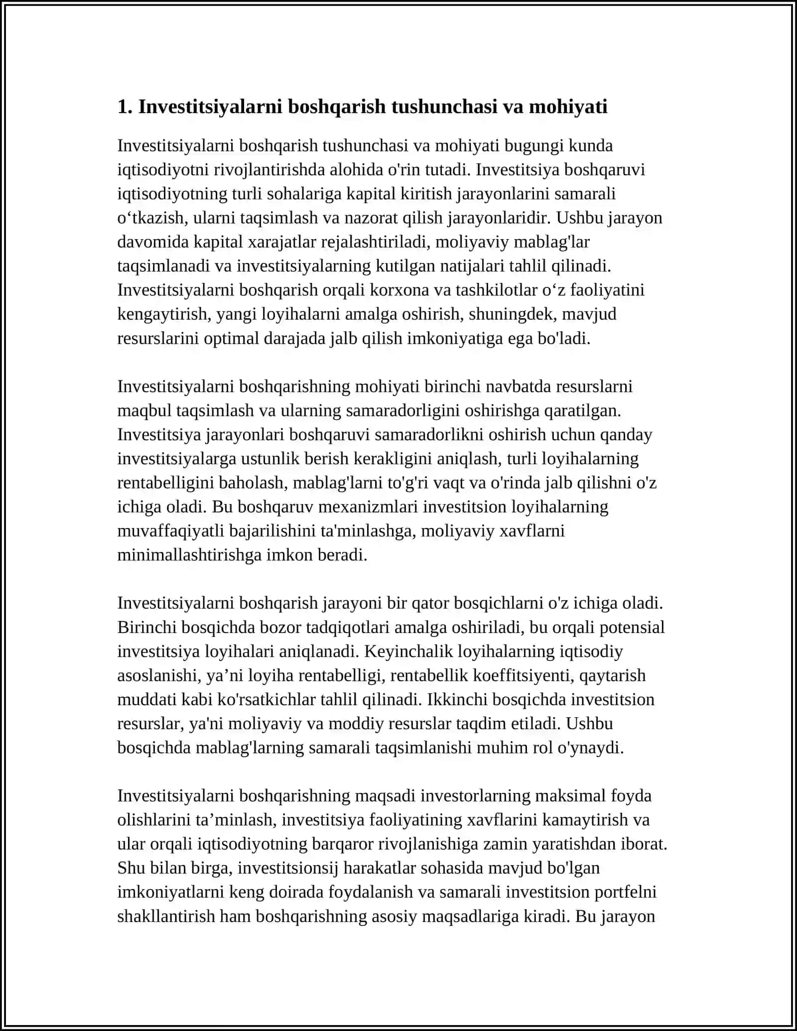 INVESTITSIYALARNI BOSHQARISHNING MOHIYATI, MAQSADLARI VA FUNKTSIYALARI 3