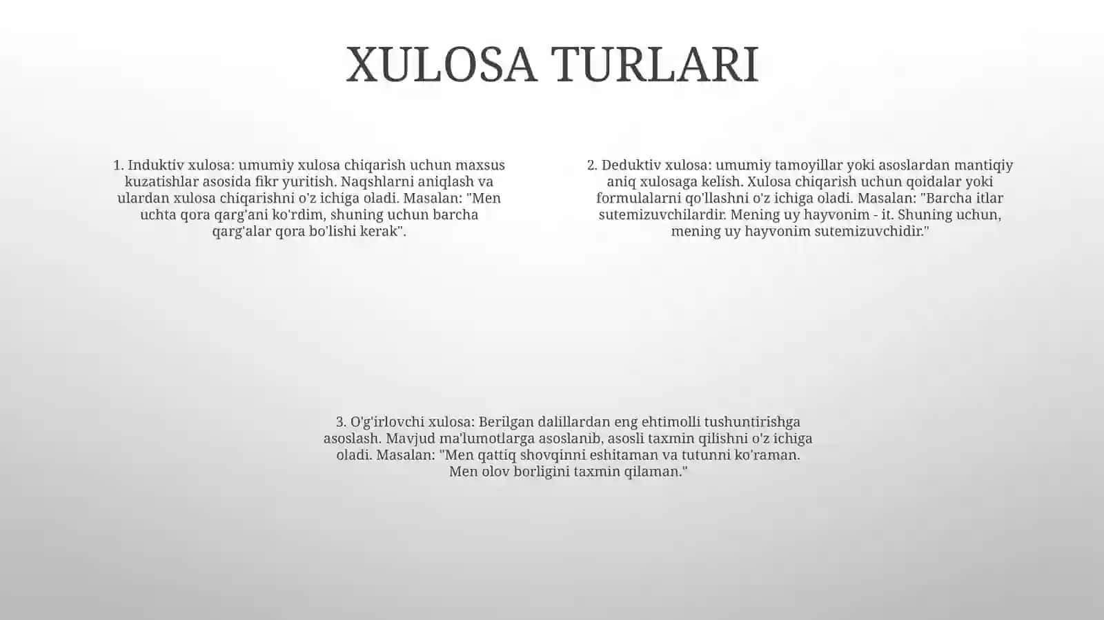 Xulosa Chiqarishning Umumiy Mantiq Tavsifi 3