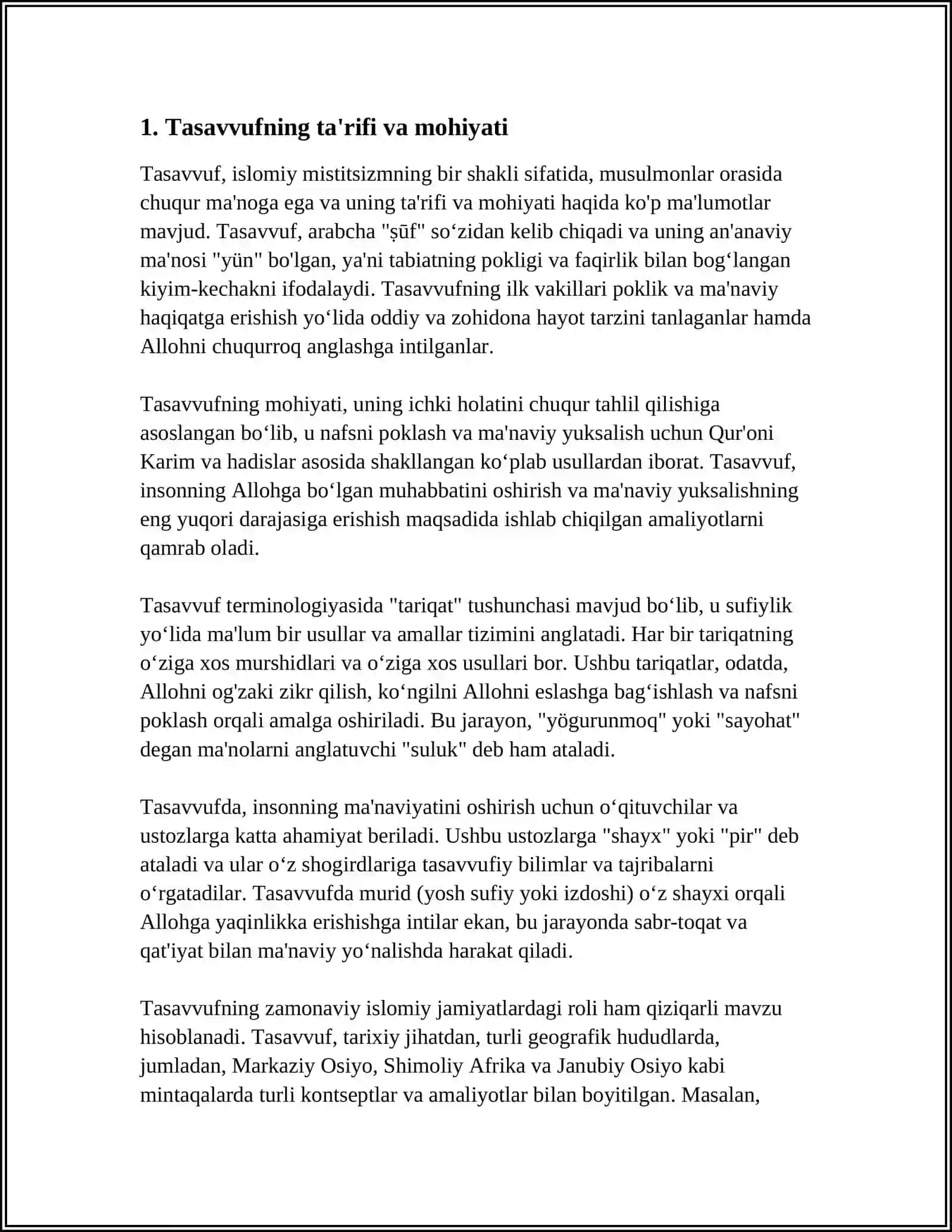TASAVVUF TUSHUNCHASI VA UNING MOHIYATI. TASAVVUFNING KELIB CHIQISHI MAZMUNI VA RIVOJI 3