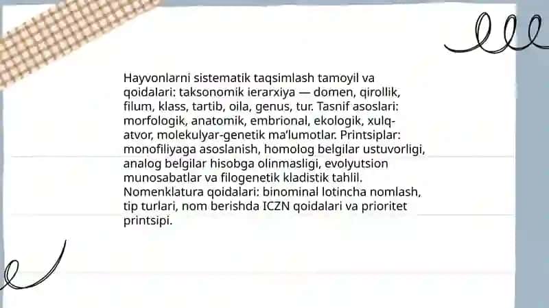 Hayvonlar sistematikasi 3