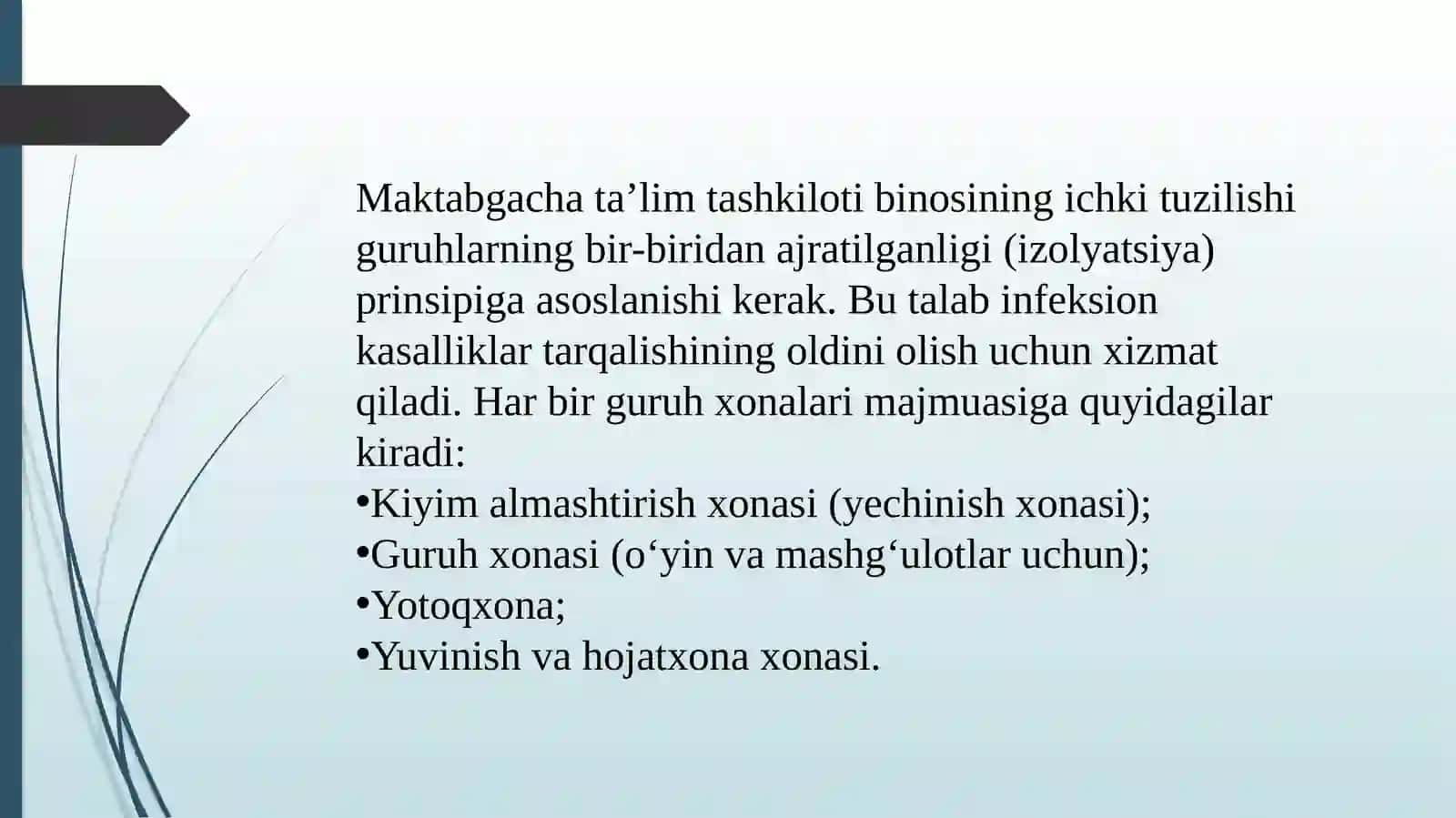 Maktabgacha bo‘lgan bolalar muassasalariga umumiy gigiyenik talablar 3