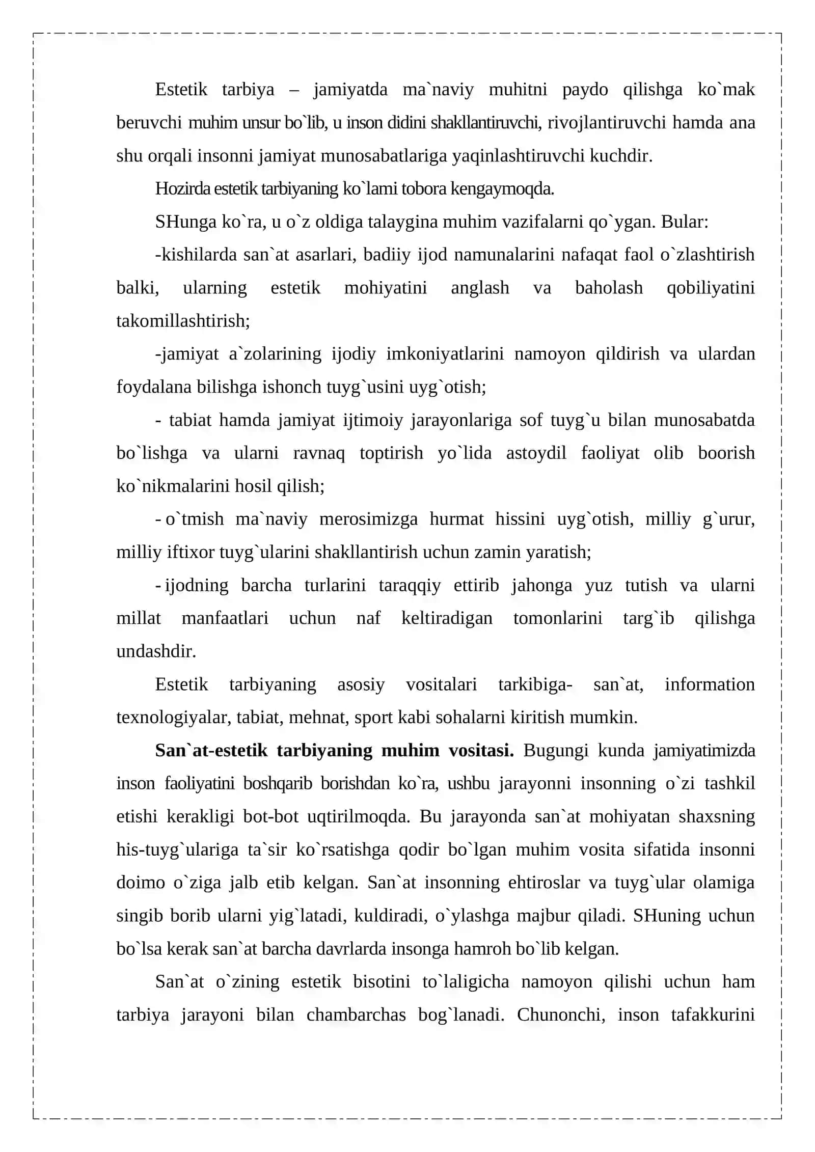 Estetik tarbiyaning turlari va yõnalishlari 3