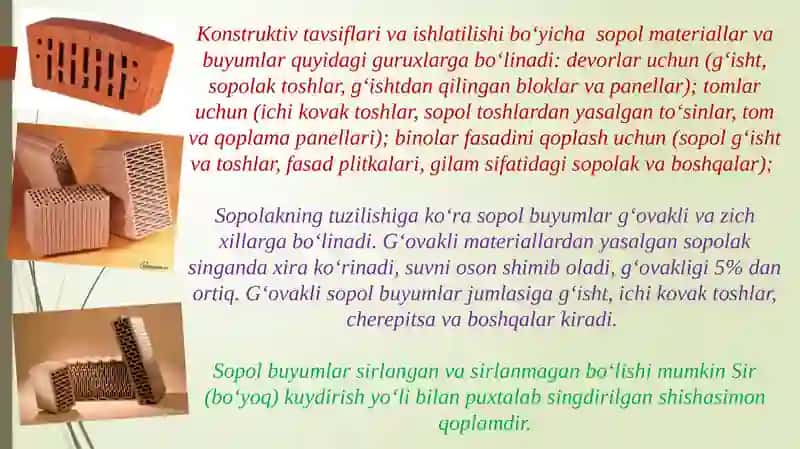 QURILISH MATERIALLARI VA BUYUMLARIMA’RUZA 3