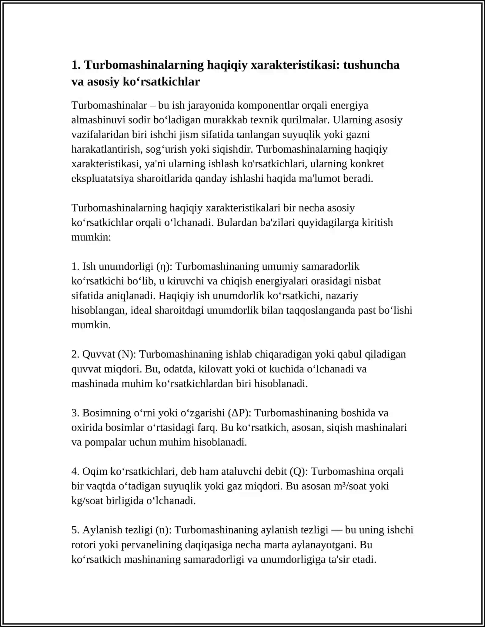 TURBOMASHINALARINING XAQIQIY XARAKTERISTIKALARI 3