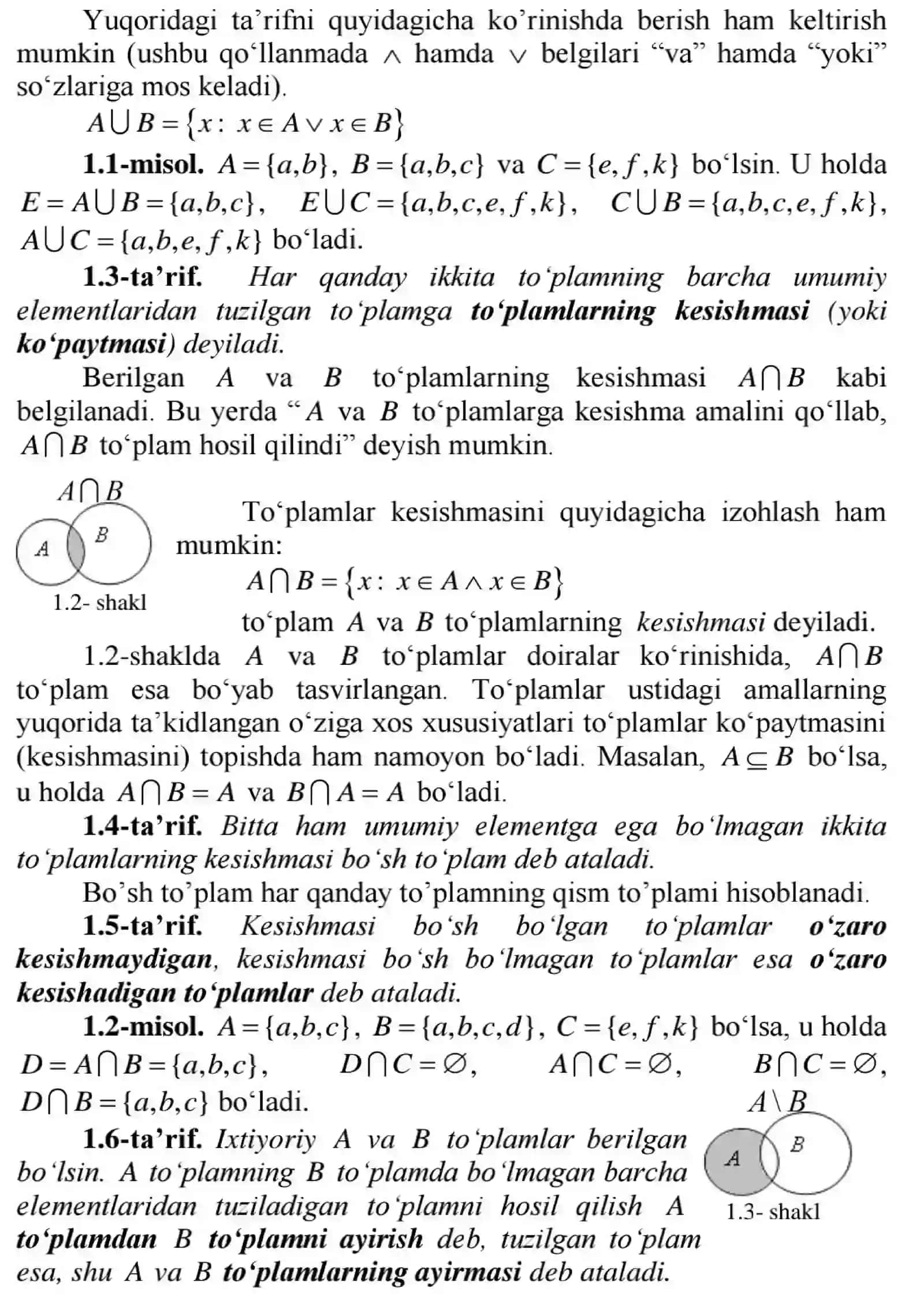 To’plamlar tushunchalari va ular ustida amallar 3