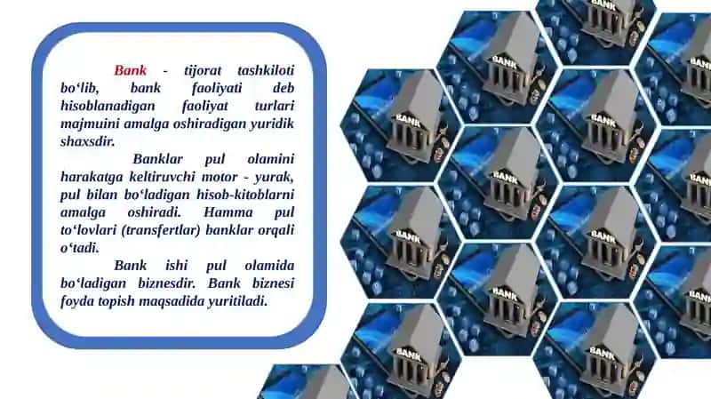 Banklar, bank tizimi va ularning mamlakat iqtiosdiyotini rivojlantirishdagi o'rni 3