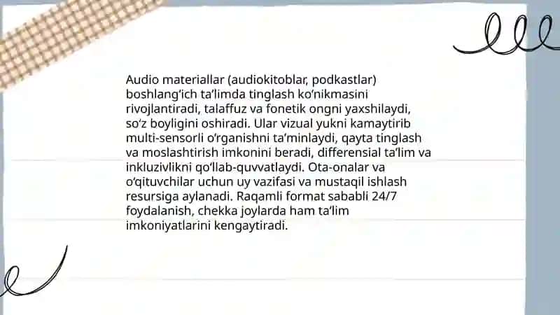 Media mahsulot turlari va ularning boshlanğich ta'limdagi ahamiyati 3