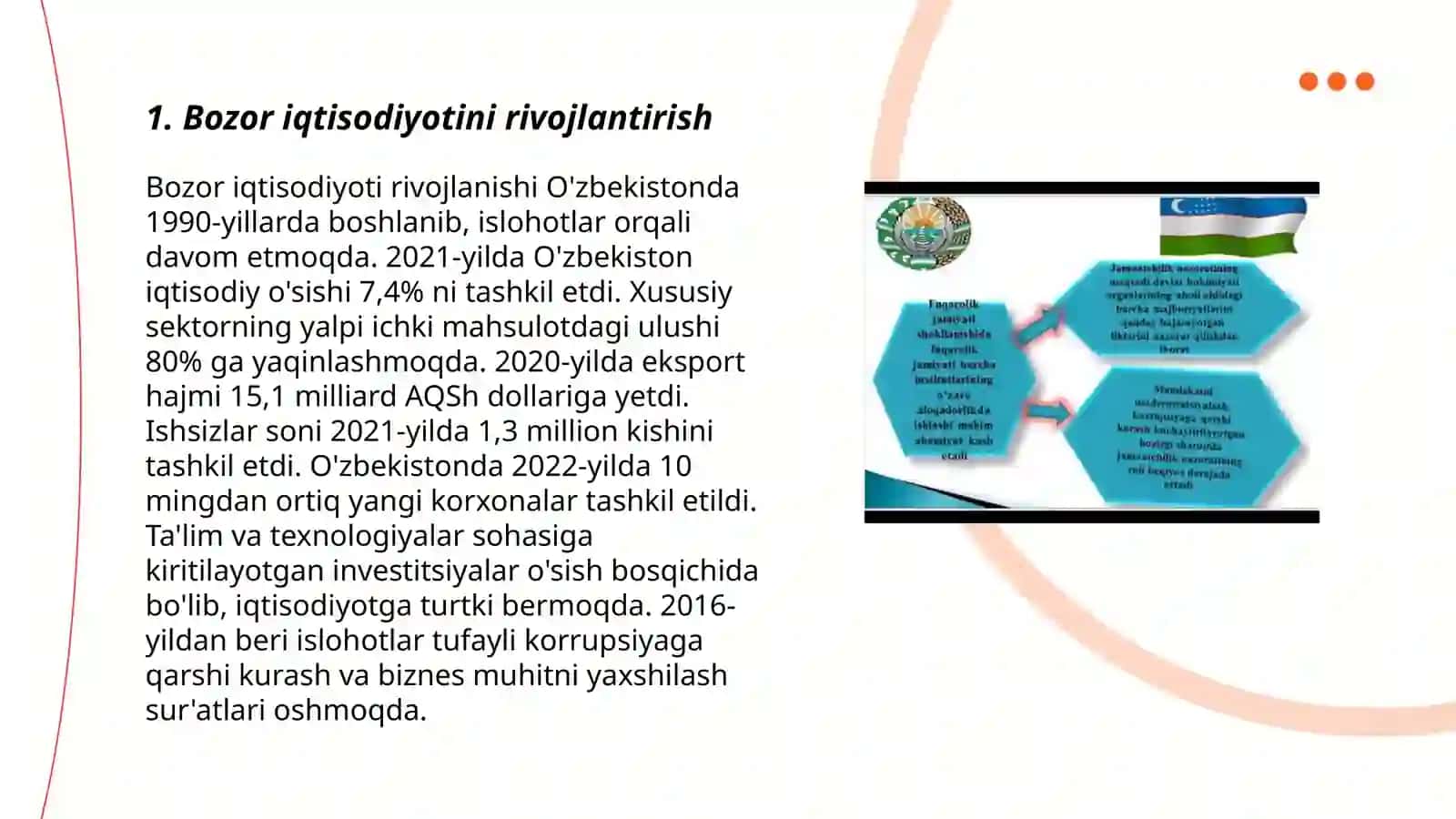 Raqobatbardosh iqtisodiyotni shakillantirish borasida amalga oshirilayotgan islohotlar 3