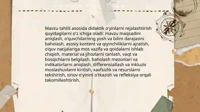 Mavzularga mos didaktik o'yinlar yozib kelish 3