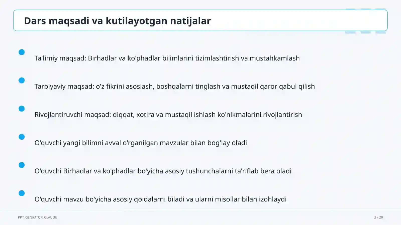 Algebra (7–11) - o'qituvchilar uchun 3
