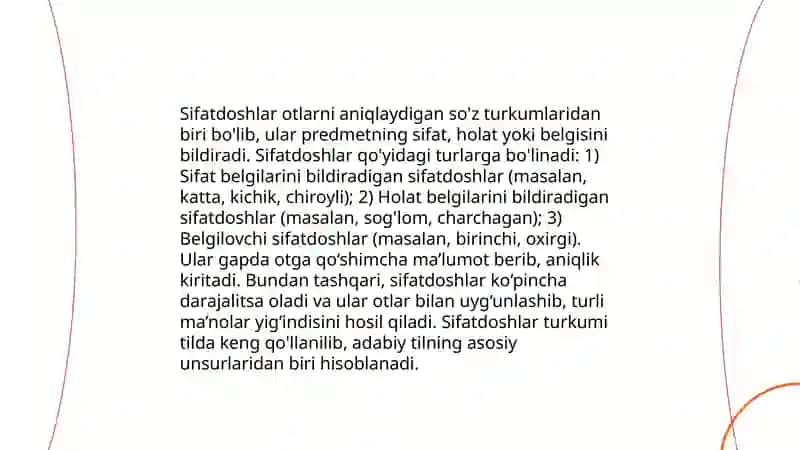 Sifatdoshning otlashishi 3