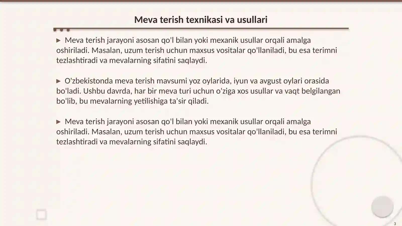 Meva va sabzavotlar terish 3