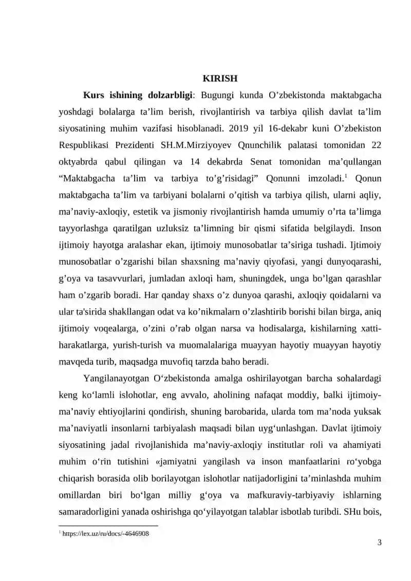 MAKTABGACHA YOSHDAGI BOLALARNING MA’NAVIY, AXLOQIY TARBIYASIDA VATANPARVARLIK, INSONPARVARLIK HIS-TUYG’USINI SHAKLLANTIRISH 3