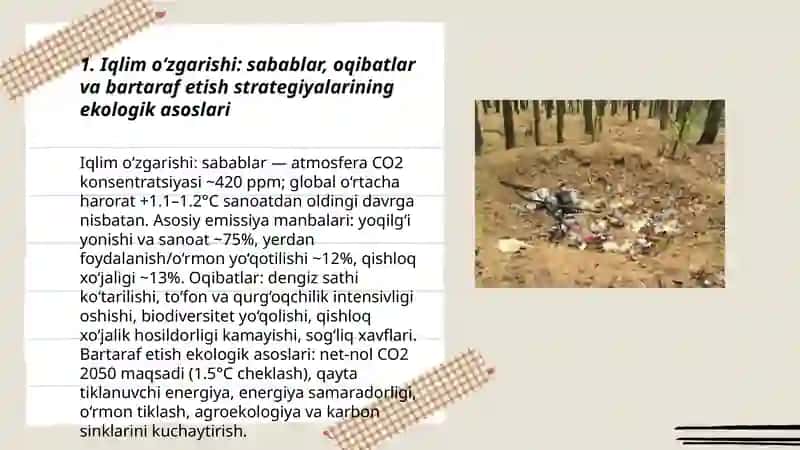 Hozirgi zamonning ekalogik muommolari va ularni bartaraf etish va tashkillashtirishning ekalogik asoslari 3