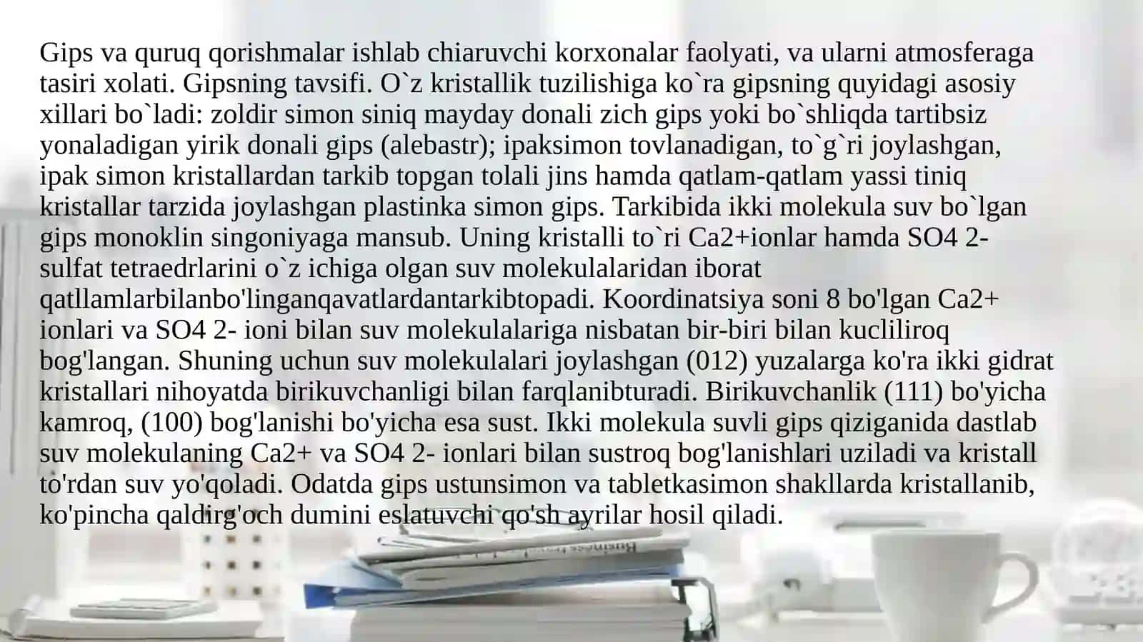 Atmosferani sanoat korxonalarining gaz-chang            	chikindilaridan muxofaza qilishning tashkiliy texnik, 	texnologik, sanitar-gigienik chora-tadbirlari. 3
