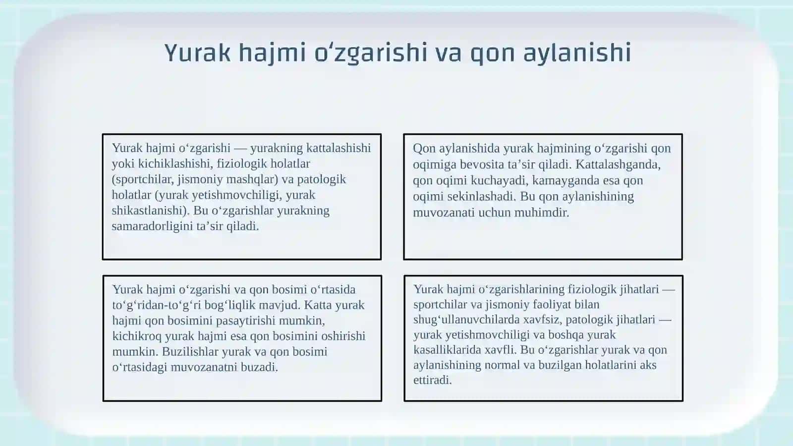 Yurak hajmi oʻzgarishi va qon aylanishidagi roli 3