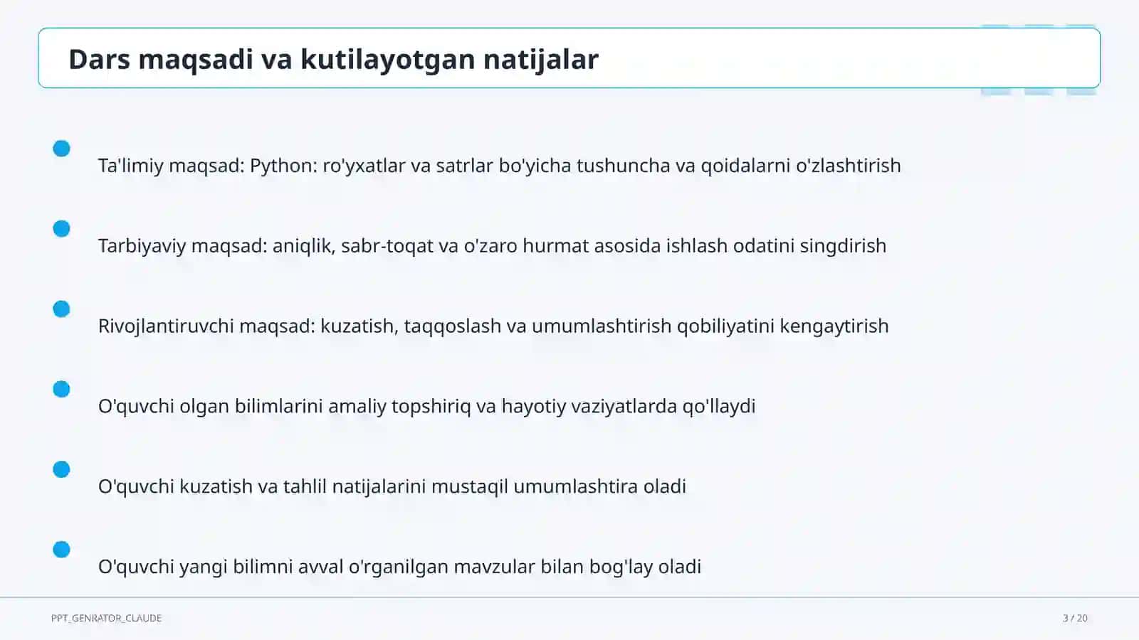 Python: ro'yxatlar va satrlar (9-sinf) 3