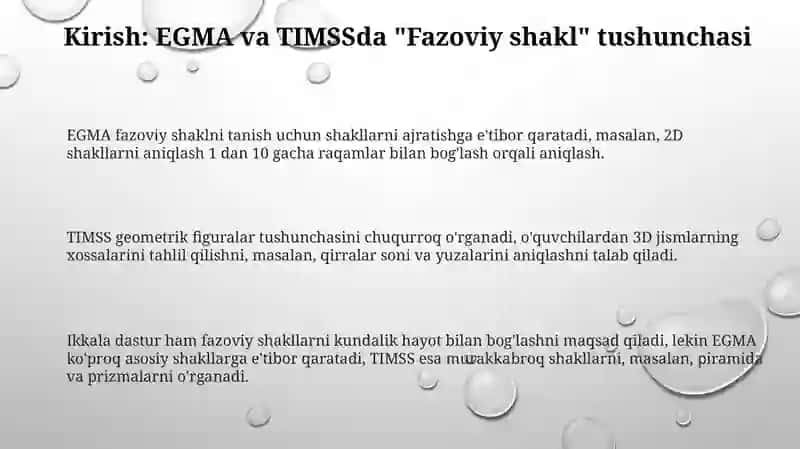 EGMA VA TIMSS Fazoviy Shakl topshiriqlari 3