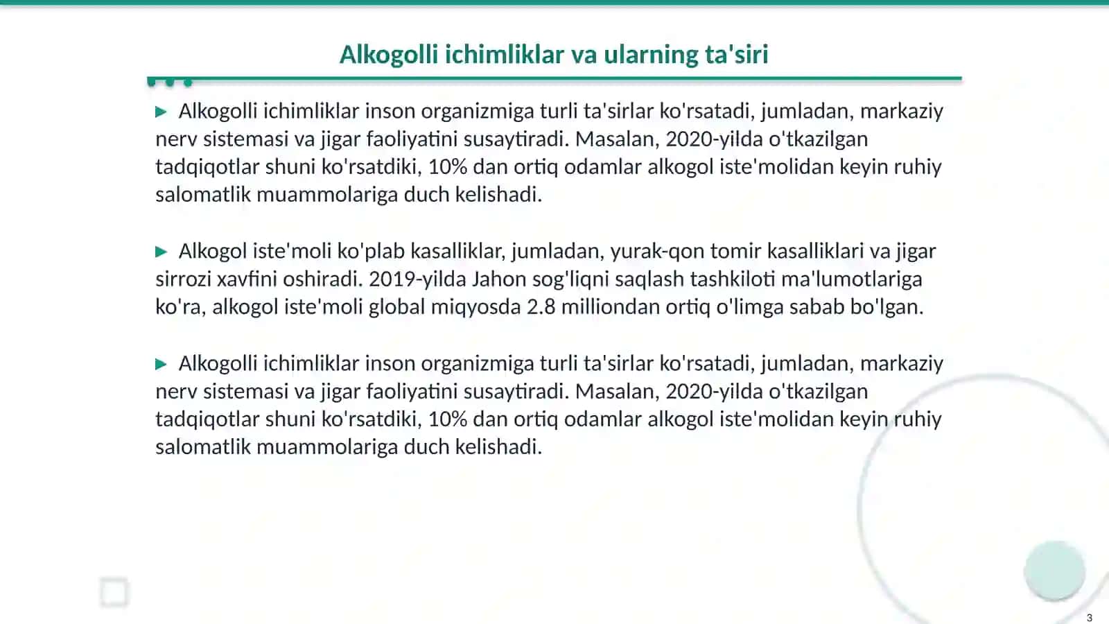 Alkogolli va Alkogolsiz ichimliklarga tegishli tibbiy toksikologik koʻrsatkichlarini aniqlash 3