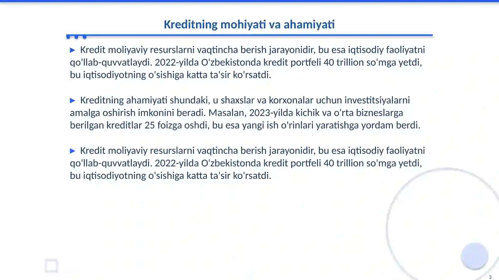 Kredit uning ehtiyojlari, funksiyalari, shakllari va turlari 3
