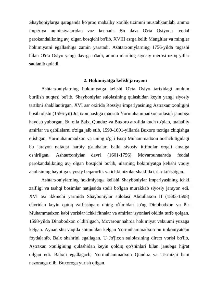 Ashtarxoniylar hokimiyatga kelishi va vodiy hayotiga ta’siri 3