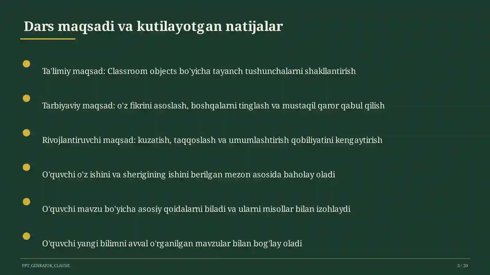 Dars rejasi 3