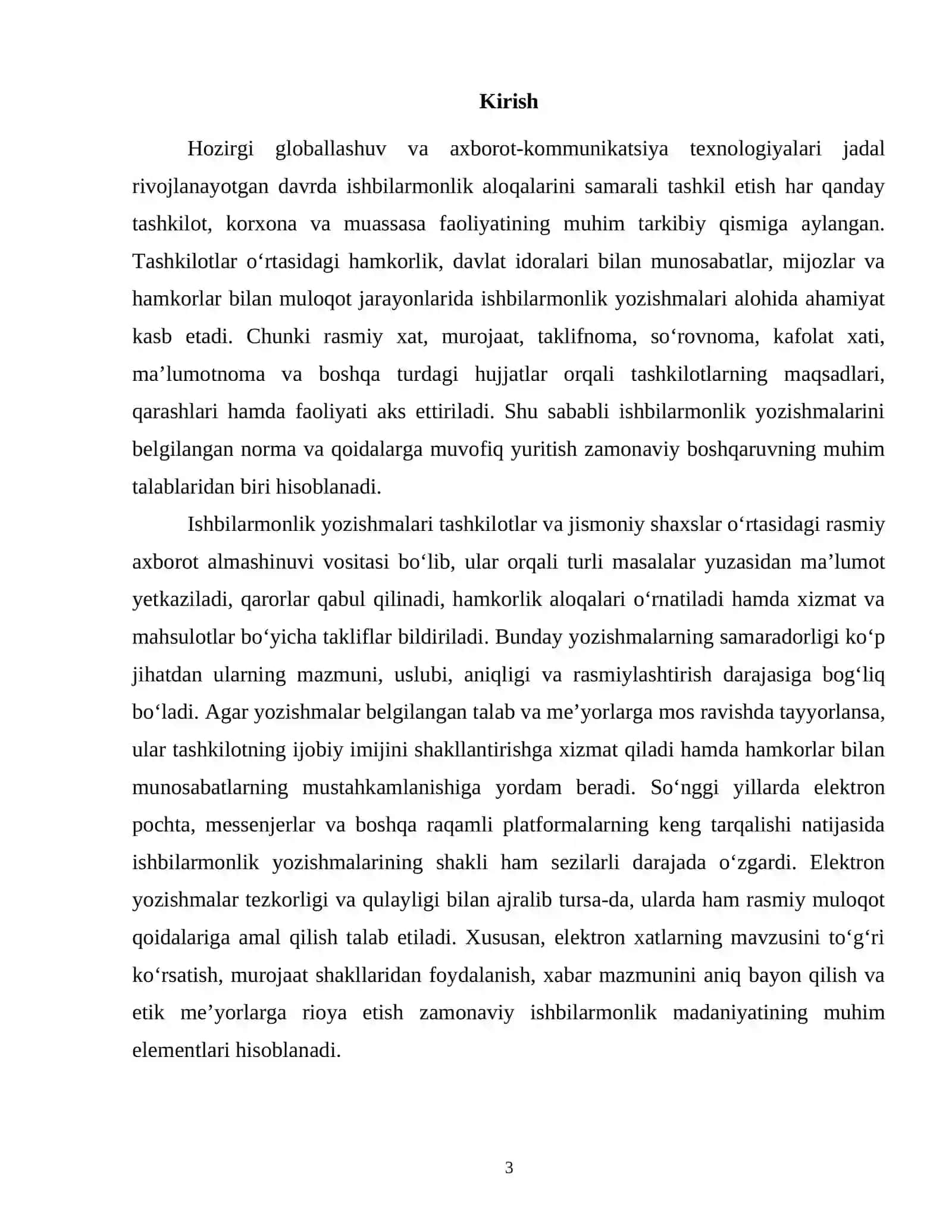 Ishbilarmonlik yozishmalari normalari. 3