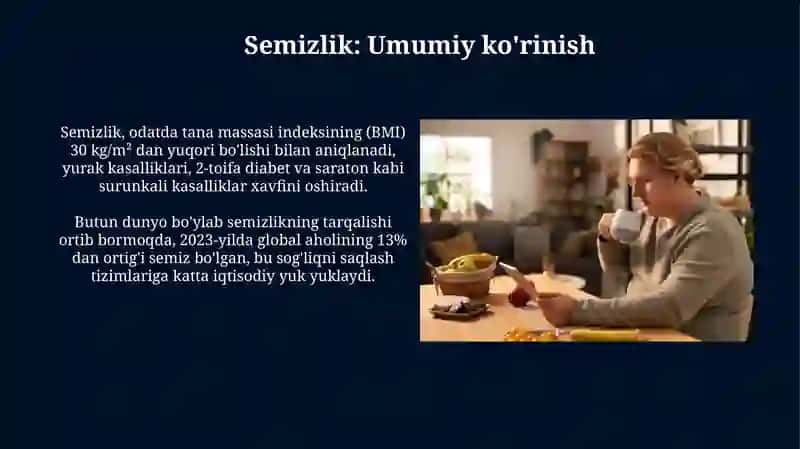 Semizlik,metobolik sindrom va qandli diabetning ll turi 3