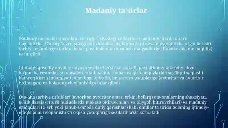 Tarbiyaga ta'sir etuvchi omillar tarbiya nazariyasi va turlari 3