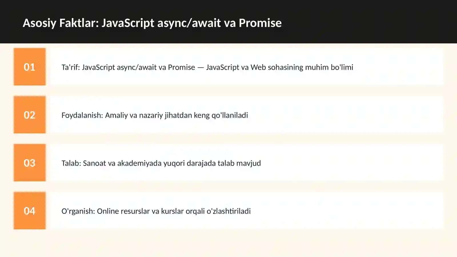 JavaScript async/await va Promise 3