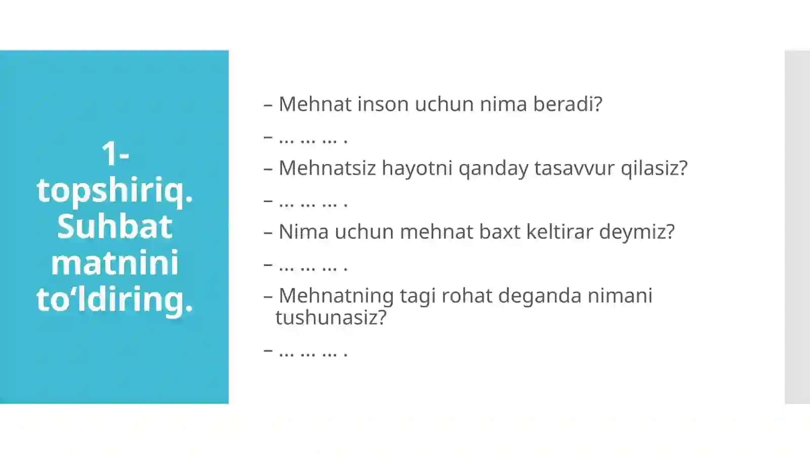 “MEHNAT BAXT KELTIRAR” 3